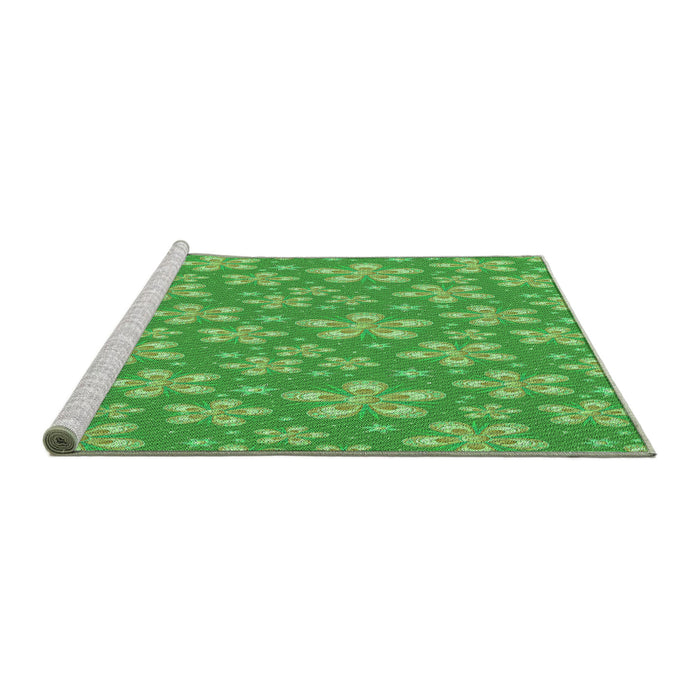 Sideview of Machine Washable Transitional Dark Lime Green Rug, wshpat3244grn