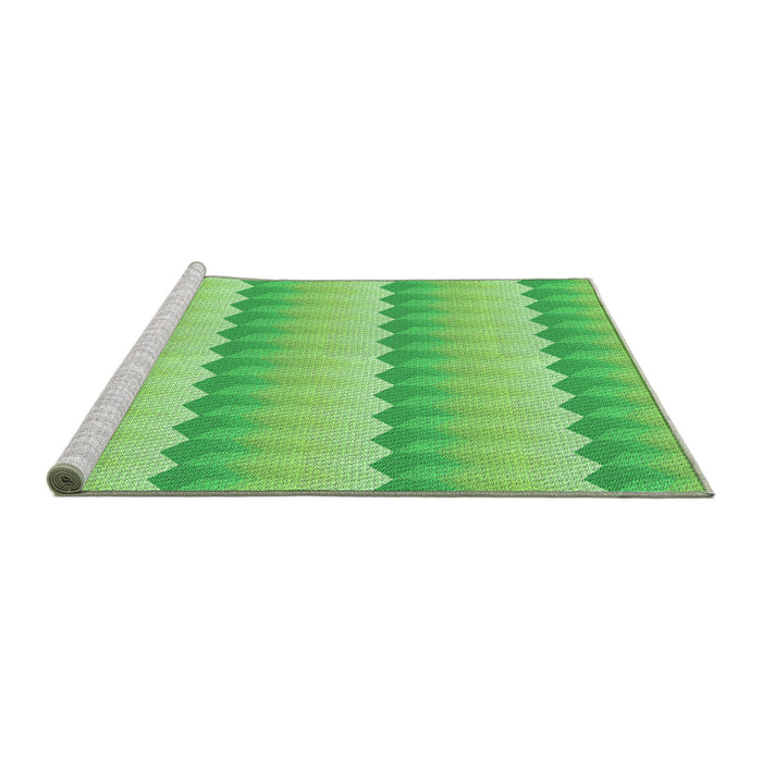 Sideview of Machine Washable Transitional Emerald Green Rug, wshpat3249grn