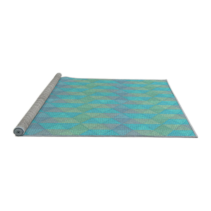 Sideview of Machine Washable Transitional Macaw Blue Green Rug, wshpat325lblu