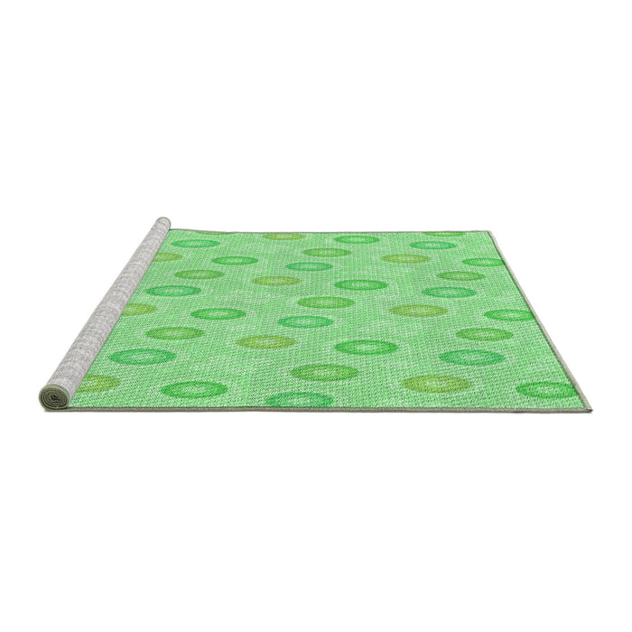 Sideview of Machine Washable Transitional Green Rug, wshpat3251grn