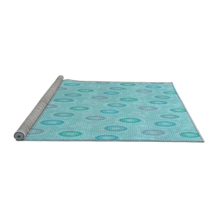 Sideview of Machine Washable Transitional Diamond Blue Rug, wshpat3251lblu