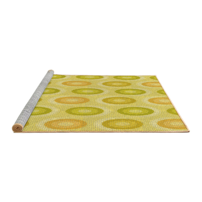 Sideview of Machine Washable Transitional Yellow Rug, wshpat3252yw