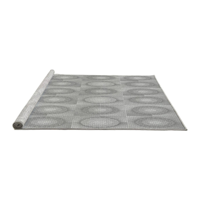 Sideview of Machine Washable Transitional Platinum Silver Gray Rug, wshpat3253gry