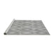 Sideview of Machine Washable Transitional Platinum Silver Gray Rug, wshpat3253gry