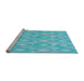 Sideview of Machine Washable Transitional Bright Turquoise Blue Rug, wshpat3253lblu