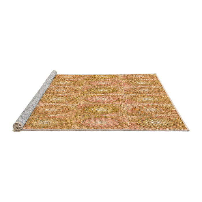 Sideview of Machine Washable Transitional Neon Orange Rug, wshpat3253org