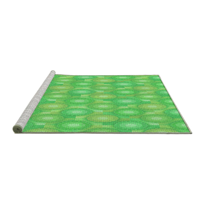 Sideview of Machine Washable Transitional Neon Green Rug, wshpat3254grn
