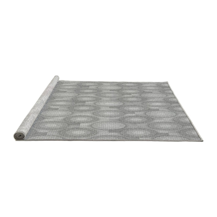 Sideview of Machine Washable Transitional Platinum Silver Gray Rug, wshpat3254gry