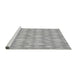 Sideview of Machine Washable Transitional Platinum Silver Gray Rug, wshpat3254gry