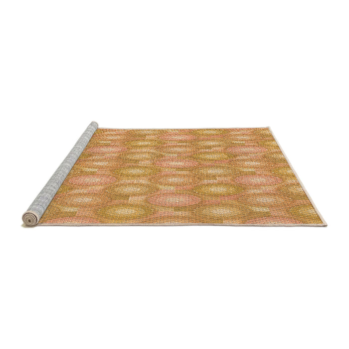 Sideview of Machine Washable Transitional Neon Orange Rug, wshpat3254org