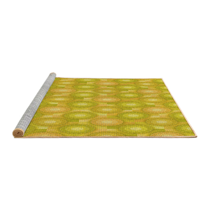 Sideview of Machine Washable Transitional Yellow Rug, wshpat3254yw