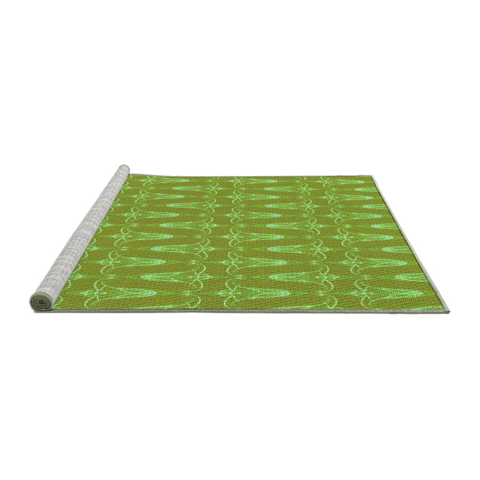 Sideview of Machine Washable Transitional Green Rug, wshpat3257grn