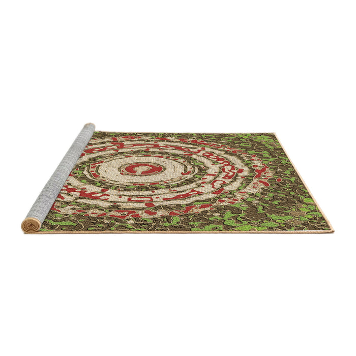 Sideview of Machine Washable Transitional Saddle Brown Rug, wshpat3259brn