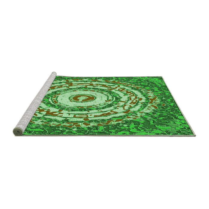 Sideview of Machine Washable Transitional Green Rug, wshpat3259grn