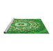 Sideview of Machine Washable Transitional Green Rug, wshpat3259grn