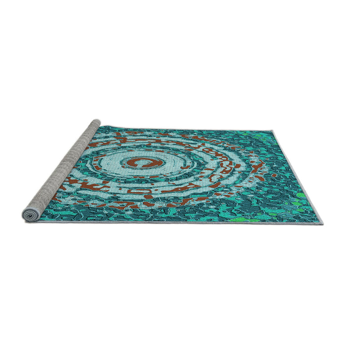 Sideview of Machine Washable Transitional Greenish Blue Green Rug, wshpat3259lblu