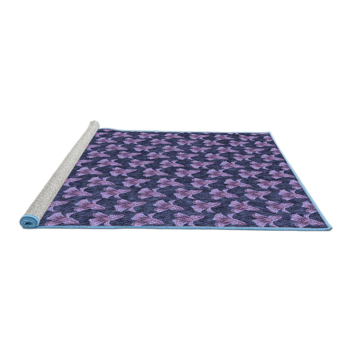 Sideview of Machine Washable Transitional Blue Rug, wshpat326blu