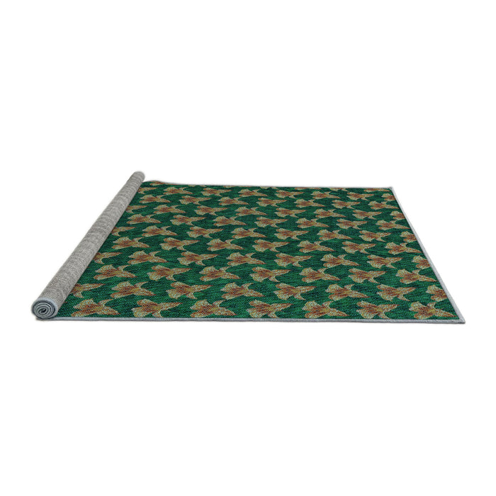 Sideview of Machine Washable Transitional Army Green Rug, wshpat326lblu