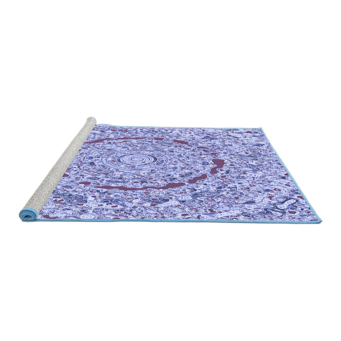 Sideview of Machine Washable Transitional Slate Blue Rug, wshpat3260blu