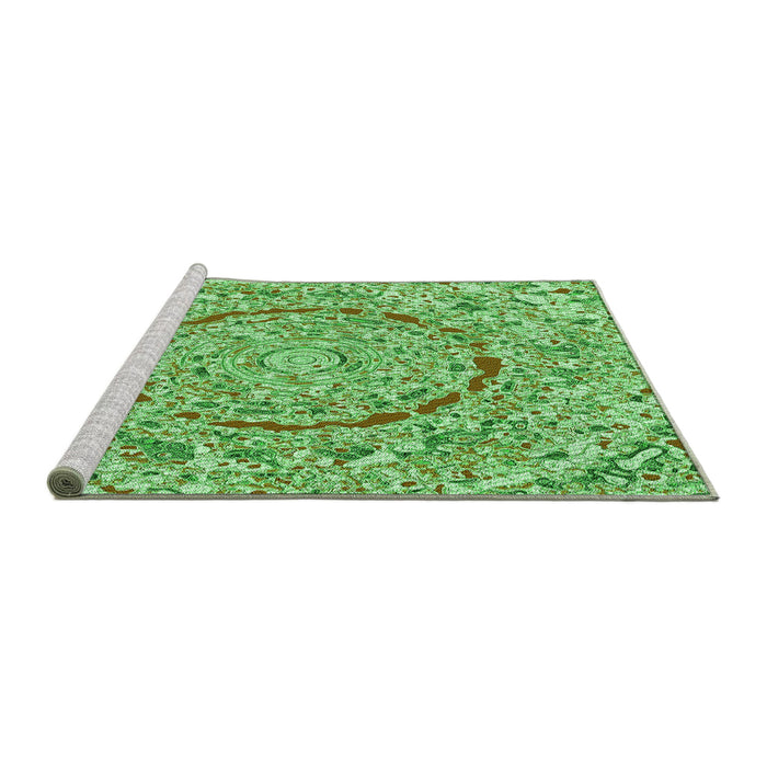 Sideview of Machine Washable Transitional Dark Lime Green Rug, wshpat3260grn