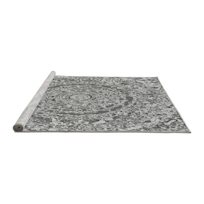 Sideview of Machine Washable Transitional Platinum Silver Gray Rug, wshpat3260gry