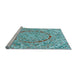 Sideview of Machine Washable Transitional Green Rug, wshpat3260lblu