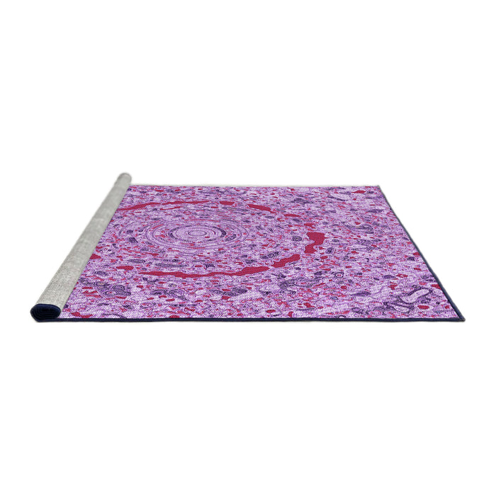 Sideview of Machine Washable Transitional Blossom Pink Rug, wshpat3260pur