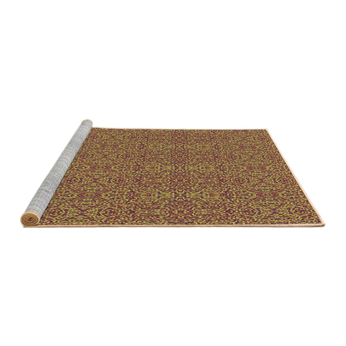Sideview of Machine Washable Transitional Brown Red Rug, wshpat3261brn