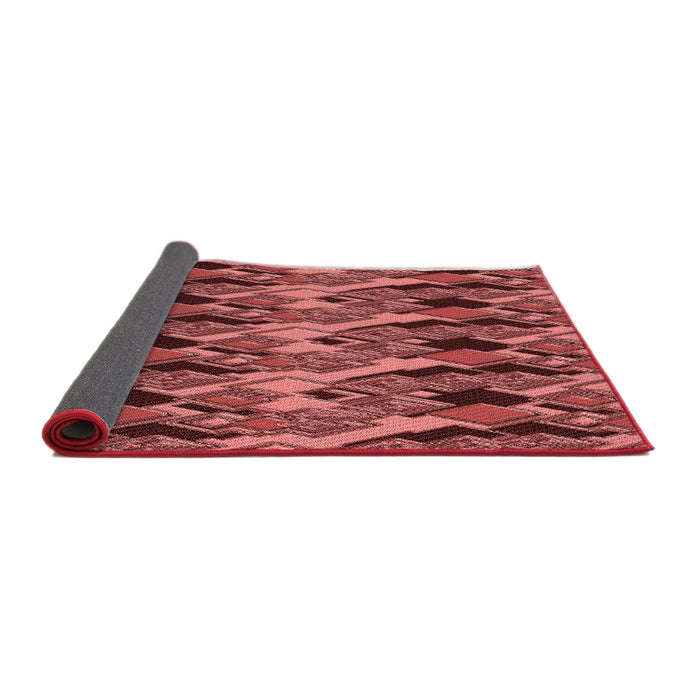Thickness of Patterned Cranberry Red Rug, pat3266rd