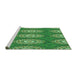 Sideview of Machine Washable Transitional Green Rug, wshpat3268grn