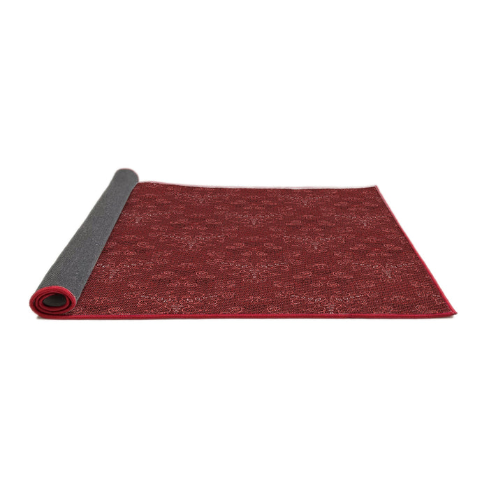 Thickness of Patterned Cranberry Red Rug, pat3270rd