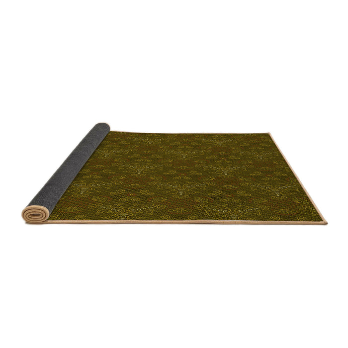 Thickness of Patterned Dark Yellow Green Rug, pat3270yw