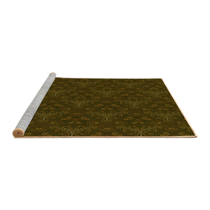 Sideview of Machine Washable Transitional Dark Bronze Brown Rug, wshpat3275yw