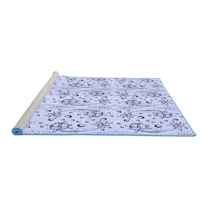 Sideview of Machine Washable Transitional Lavender Blue Rug, wshpat3276blu