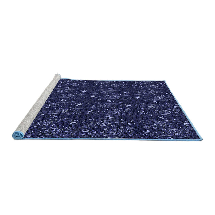 Sideview of Machine Washable Transitional Deep Periwinkle Purple Rug, wshpat3277blu