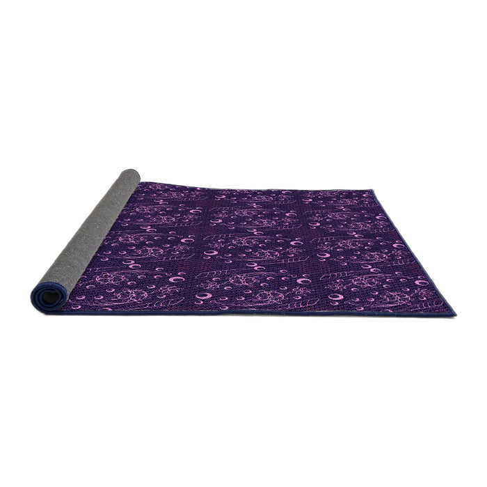 Thickness of Patterned Night Blue Rug, pat3277pur