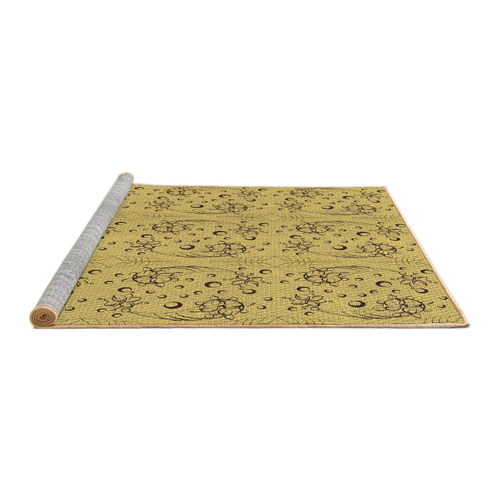 Sideview of Machine Washable Transitional Bright Gold Yellow Rug, wshpat3278brn