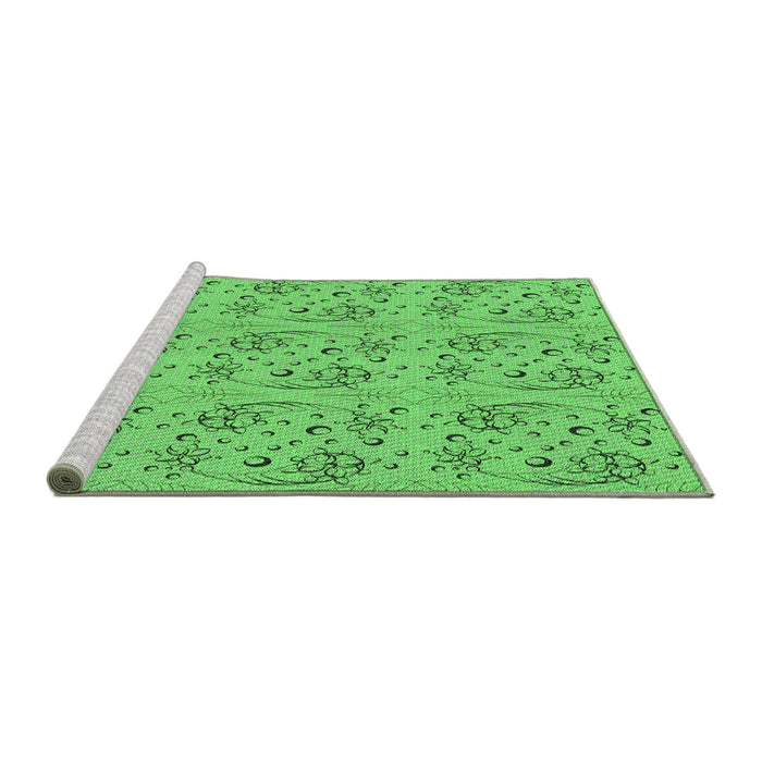Sideview of Machine Washable Transitional Emerald Green Rug, wshpat3278grn