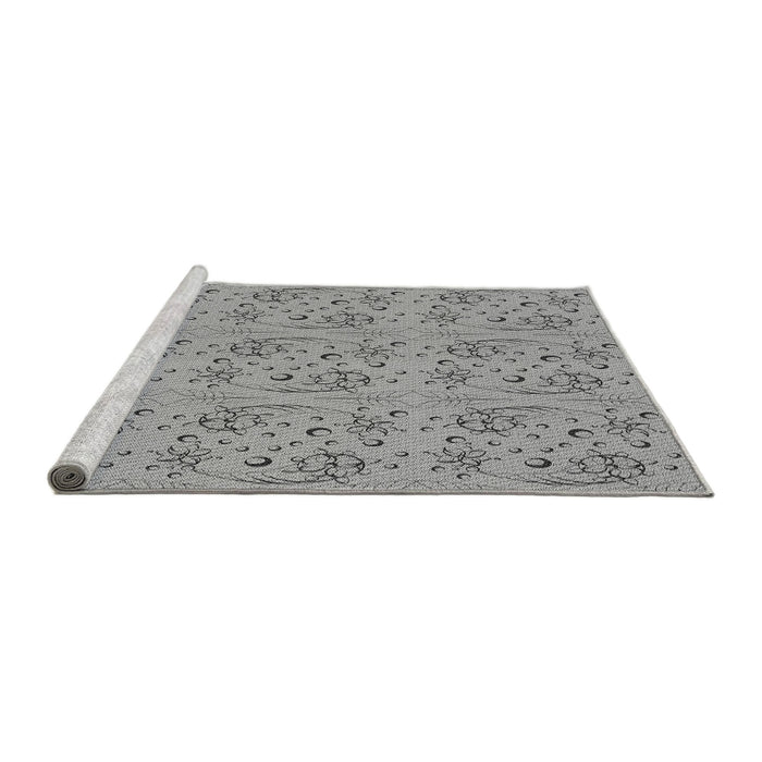 Sideview of Machine Washable Transitional Silver Gray Rug, wshpat3278gry