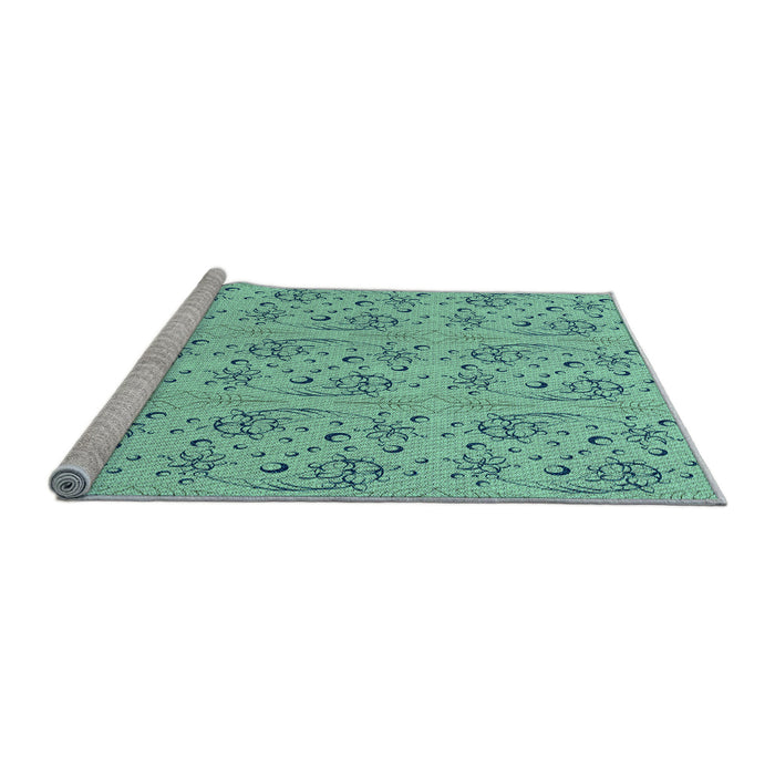Sideview of Machine Washable Transitional Mint Green Rug, wshpat3278lblu