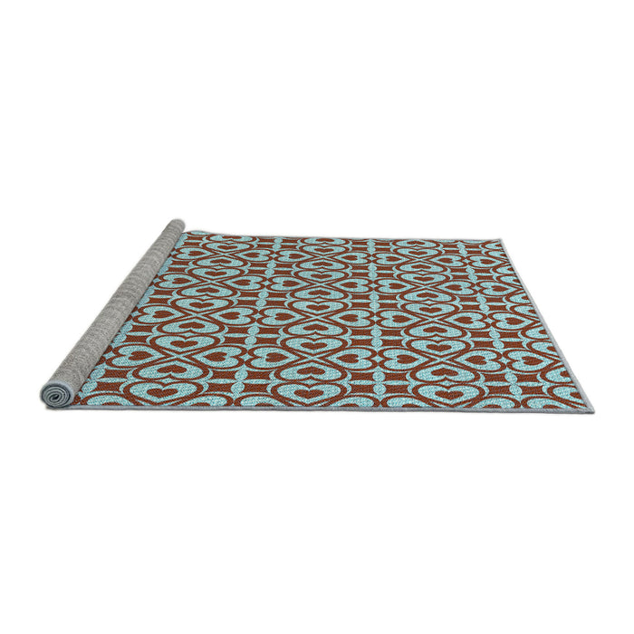 Sideview of Machine Washable Transitional Blue Rug, wshpat328lblu