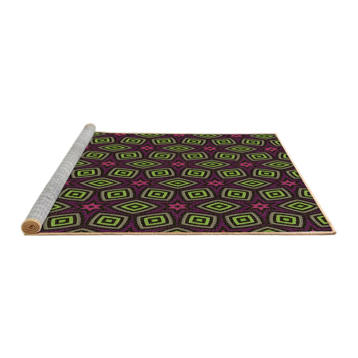 Sideview of Machine Washable Transitional Fern Green Rug, wshpat3281brn