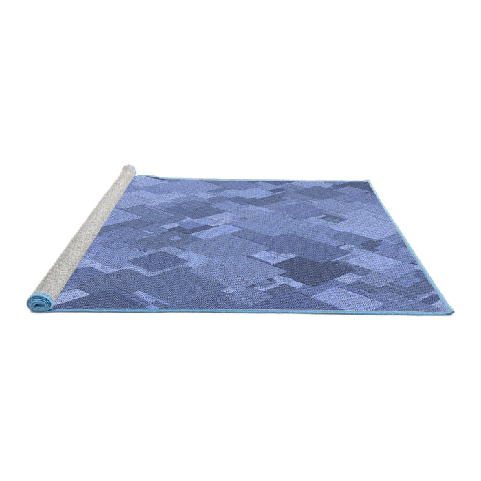 Sideview of Machine Washable Transitional Sky Blue Rug, wshpat3282blu