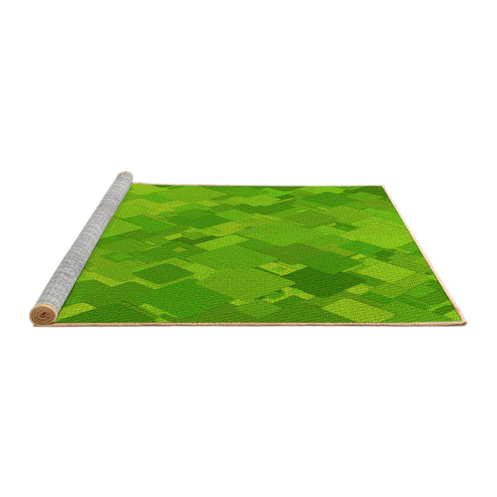 Sideview of Machine Washable Transitional Bright Green Rug, wshpat3282yw