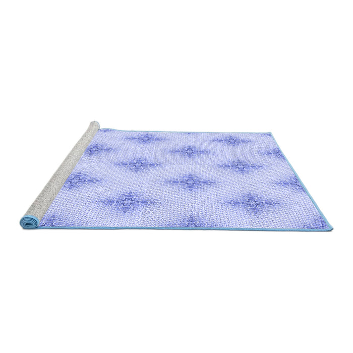 Sideview of Machine Washable Transitional Sky Blue Rug, wshpat3284blu