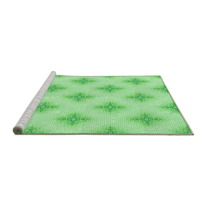 Sideview of Machine Washable Transitional Green Rug, wshpat3284grn