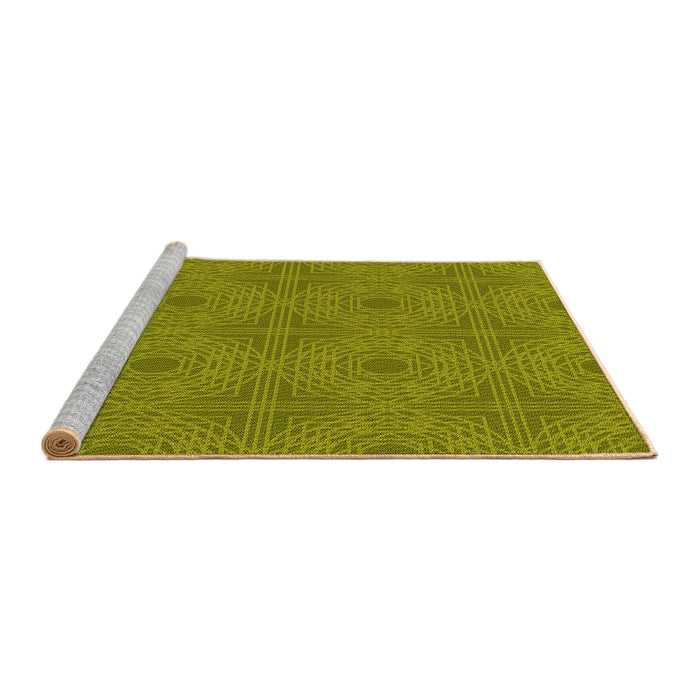 Sideview of Machine Washable Transitional Green Rug, wshpat3286yw