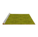 Sideview of Machine Washable Transitional Green Rug, wshpat3286yw