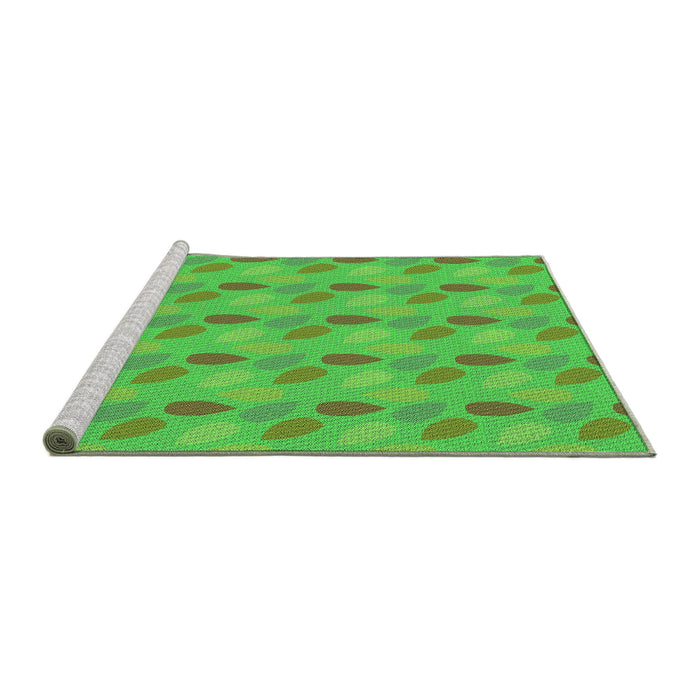 Sideview of Machine Washable Transitional Lime Green Rug, wshpat3287grn