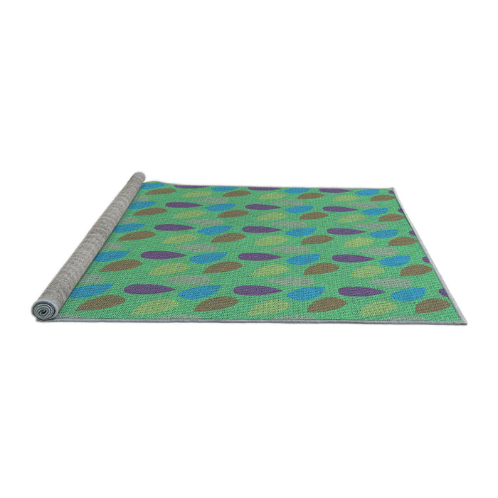 Sideview of Machine Washable Transitional Green Rug, wshpat3287lblu